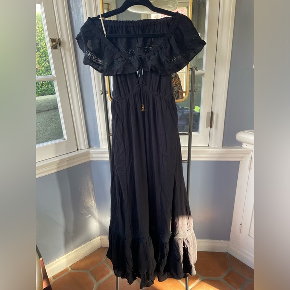 Free People Endless Summer Moonlight Ocean off-shoulder Maxi, Black, Small - Picture 3 of 16